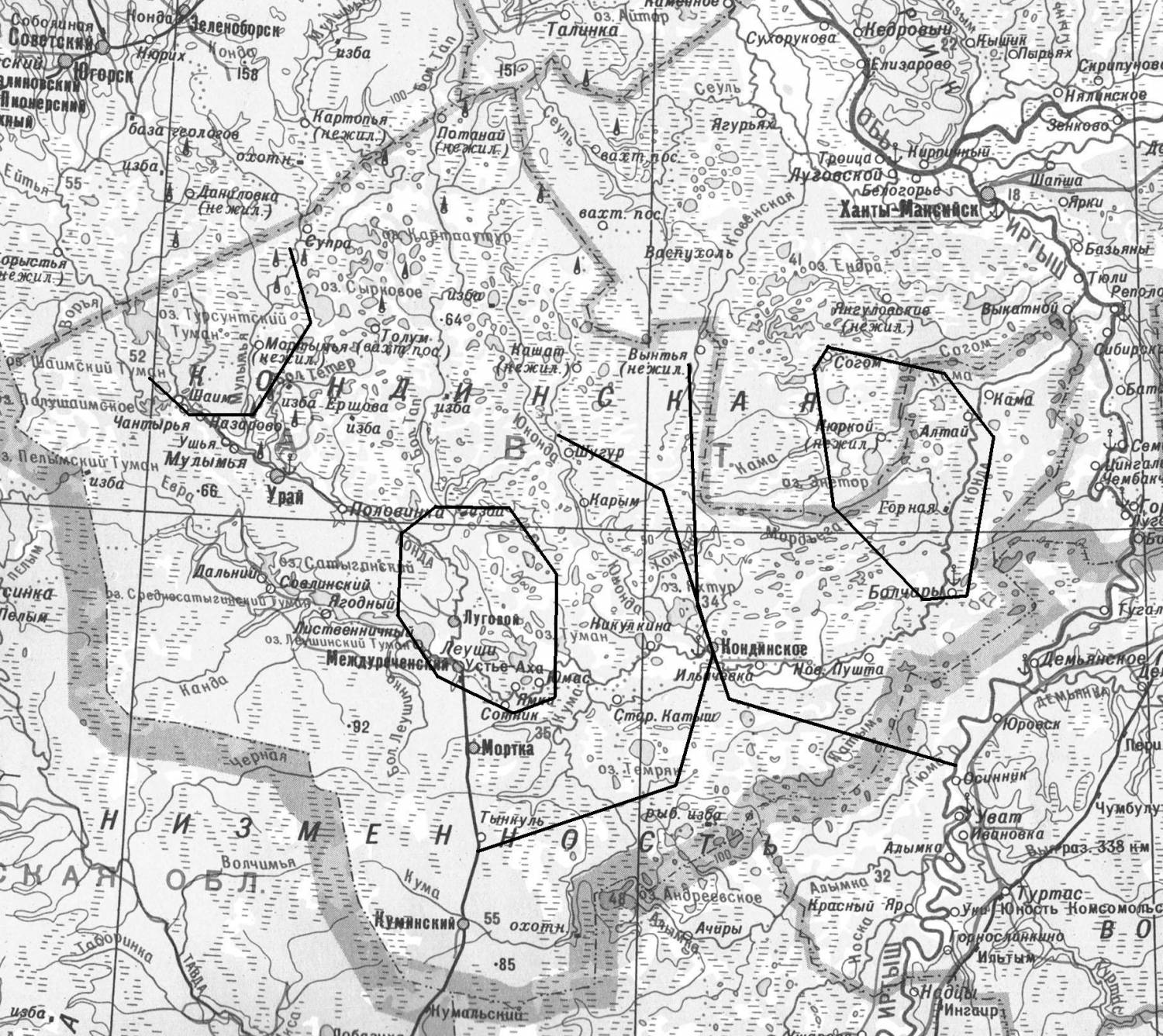 Карта кондинского района